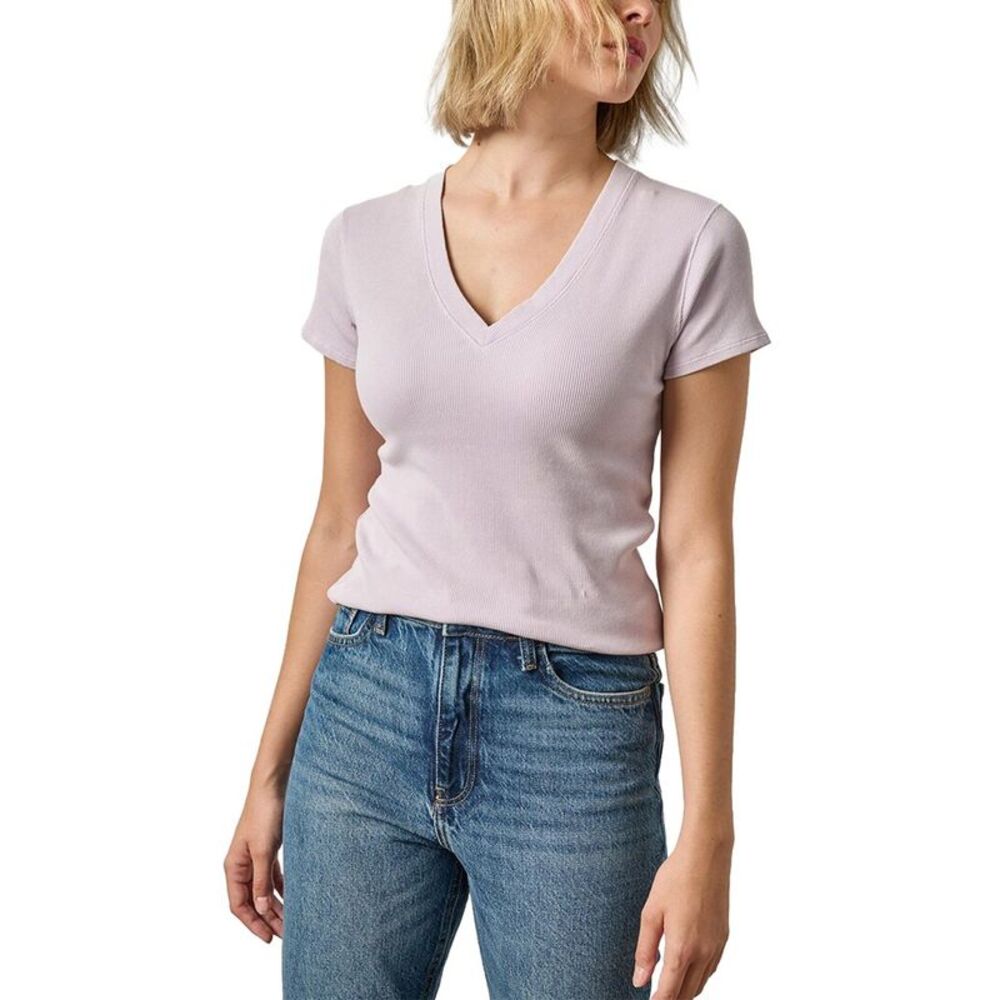 Lilla P Womens Sunwashed Cap Sleeve V-Neck T-Shirt